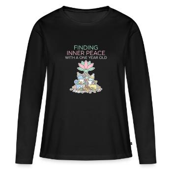 Trouver la paix intérieure avec un enfant d’un an - T-shirt manches longues Premium bio Femme - noir - Devant - Julia (174cm)
