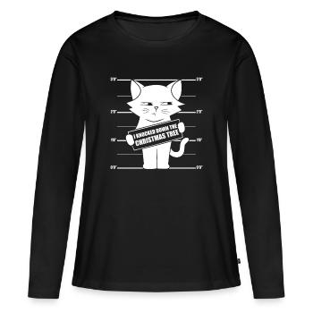 Ich habe den Weihnachtsbaum umgeworfen, lustiges Katzenliebhaber-Geschenk - Frauen Premium Bio Langarmshirt - Schwarz - Vorne - Julia (174cm)