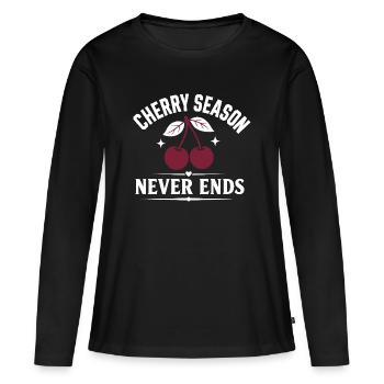 La saison des cerises ne se termine jamais - T-shirt manches longues Premium bio Femme - noir - Devant - Julia (174cm)