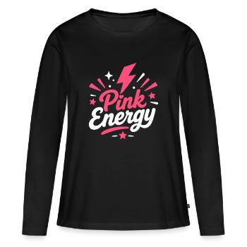 Énergie Rose Lumineuse - T-shirt manches longues Premium bio Femme - noir - Devant - Julia (174cm)