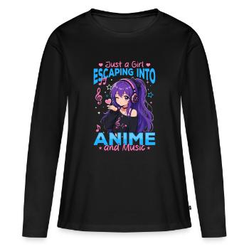 Anime et musique Chibi - T-shirt manches longues Premium bio Femme - noir - Devant - Julia (174cm)