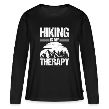Hiking Mountain Trail Backpacking Outdoors Poaching - Women's Premium Organic Long Sleeve Shirt - black - Front - Julia (174cm)