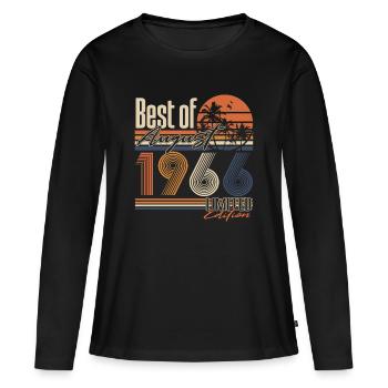 Cadeau d’anniversaire vintage d’août 1966 rétro - T-shirt manches longues Premium bio Femme - noir - Devant - Julia (174cm)