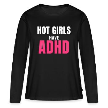 Les filles sexy ont un TDAH : un don à la mode pour femmes - T-shirt manches longues Premium bio Femme - noir - Devant - Julia (174cm)