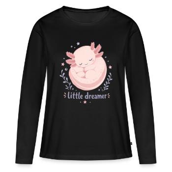 Petit Rêveur Axolotl Lune - T-shirt manches longues Premium bio Femme - noir - Devant - Julia (174cm)