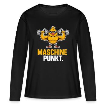 Machine Point Muscle Drôle Fitness - T-shirt manches longues Premium bio Femme - noir - Devant - Julia (174cm)