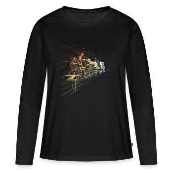 Style rétro de locomotive - T-shirt manches longues Premium bio Femme - noir - Devant - Julia (174cm)