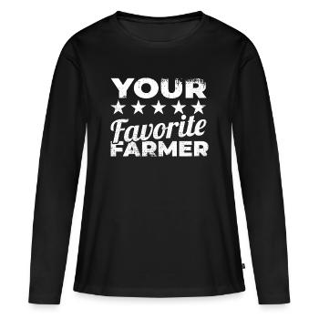 Fermier préféré - T-shirt manches longues Premium bio Femme - noir - Devant - Julia (174cm)