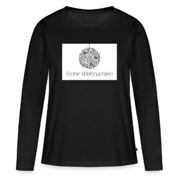 Frohe Weihnachten: Sternen-Weihnachtskugel - Frauen Premium Bio Langarmshirt - Schwarz - Vorne - Julia (174cm)
