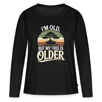 Je suis plus âgé mais mon arbre est un Bonsai Spruch Desig plus âgé - T-shirt manches longues Premium bio Femme - noir - Devant - Julia (174cm)