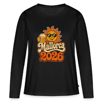 Festival du Soleil de Majorque 2026 - T-shirt manches longues Premium bio Femme - noir - Devant - Julia (174cm)