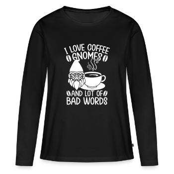 Hommes costumés de gnomes J’adore les gnomes du café & les gros mots - T-shirt manches longues Premium bio Femme - noir - Devant - Julia (174cm)