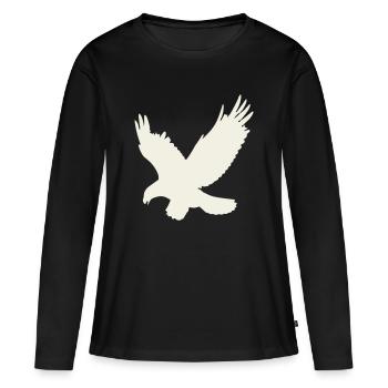 Silhouette d’aigle en vol - T-shirt manches longues Premium bio Femme - noir - Devant - Julia (174cm)