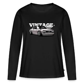 Vintage 70er-Jahre-Autografiken - Frauen Premium Bio Langarmshirt - Schwarz - Vorne - Julia (174cm)