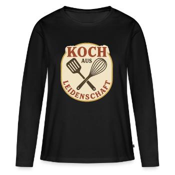 Koch aus Leidenschaft Vintage Patch - Frauen Premium Bio Langarmshirt - Schwarz - Vorne - Julia (174cm)