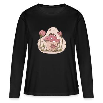 Mushie Mushroom - Women's Premium Organic Long Sleeve Shirt - black - Front - Julia (174cm)