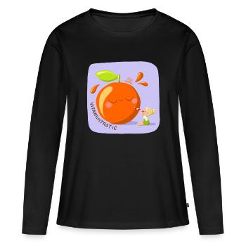 VitaminTASTIC Orange Magic - T-shirt manches longues Premium bio Femme - noir - Devant - Julia (174cm)