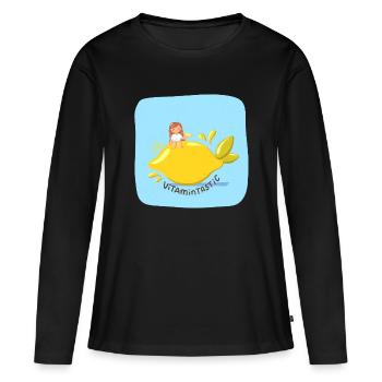 Été citron VitaminTastic - T-shirt manches longues Premium bio Femme - noir - Devant - Julia (174cm)