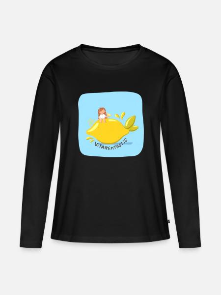 VitaminTastic Zitronen-Sommer - Frauen Premium Bio Langarmshirt - Schwarz