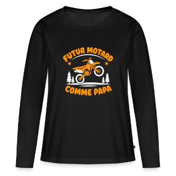 Futur Motard Comme Papa - T-shirt manches longues Premium bio Femme - noir - Devant - Julia (174cm)