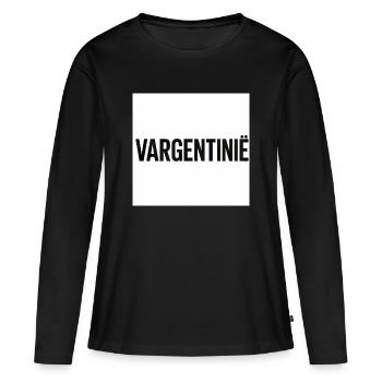 Logo de la typographie Vargentino - T-shirt manches longues Premium bio Femme - noir - Devant - Julia (174cm)
