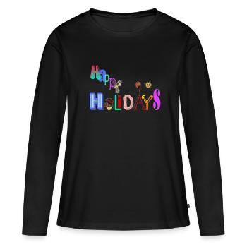Joyeuses Fêtes - T-shirt manches longues Premium bio Femme - noir - Devant - Julia (174cm)