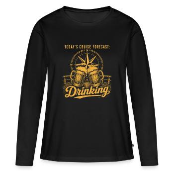 Prévisions croisière Boire une bière millésimée drôle - T-shirt manches longues Premium bio Femme - noir - Devant - Julia (174cm)