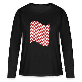 Motif à damier rouge et blanc doux, dans un drapeau - T-shirt manches longues Premium bio Femme - noir - Devant - Julia (174cm)