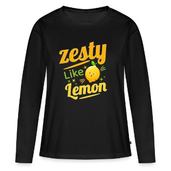 Zesty Like Lemon - Women's Premium Organic Long Sleeve Shirt - black - Front - Julia (174cm)