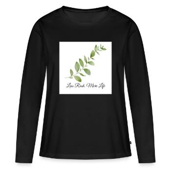 Less Rush More Life Botanical Design - Frauen Premium Bio Langarmshirt - Schwarz - Vorne - Julia (174cm)
