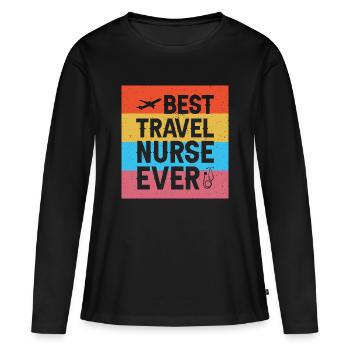 Meilleure infirmière itinérante en conception - T-shirt manches longues Premium bio Femme - noir - Devant - Julia (174cm)