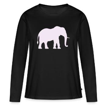 Silhouette d’éléphant rose pastel - T-shirt manches longues Premium bio Femme - noir - Devant - Julia (174cm)