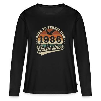 1986 Vintage Vintage Birthday Retro - Women's Premium Organic Long Sleeve Shirt - black - Front - Julia (174cm)
