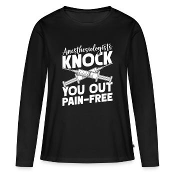 Anesthésiste Annule l’anesthésie - T-shirt manches longues Premium bio Femme - noir - Devant - Julia (174cm)