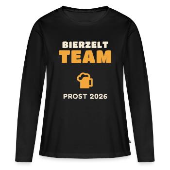 Bierzelt Team 2026 Volksfest Prost - Bierzelt - Frauen Premium Bio Langarmshirt - Schwarz - Vorne - Julia (174cm)