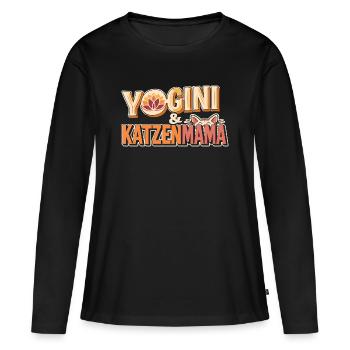 Yogini Katzenmama Geschenk Idee Geburtstag - Frauen Premium Bio Langarmshirt - Schwarz - Vorne - Julia (174cm)