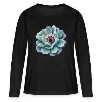 Anemone water drop blossom teal - Women's Premium Organic Long Sleeve Shirt - black - Front - Julia (174cm)