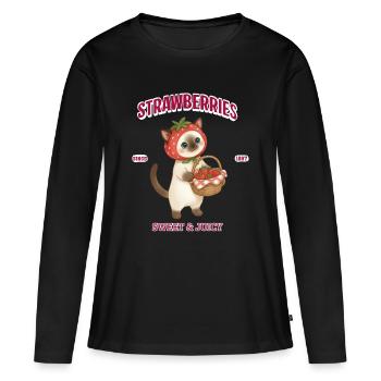Porte-bonheur pour panier à la fraise - T-shirt manches longues Premium bio Femme - noir - Devant - Julia (174cm)