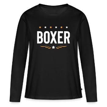 Boxer Boxen Sport - Frauen Premium Bio Langarmshirt - Schwarz - Vorne - Julia (174cm)
