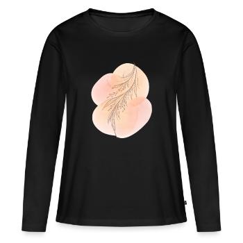Peach Blossom Line Art on Watercolor - Women's Premium Organic Long Sleeve Shirt - black - Front - Julia (174cm)