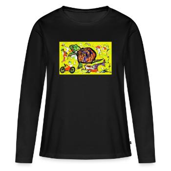 Prähistorischer Verkehrsstau - Frauen Premium Bio Langarmshirt - Schwarz - Vorne - Julia (174cm)
