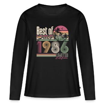 Cadeau d’anniversaire vintage rétro de juillet 1986 - T-shirt manches longues Premium bio Femme - noir - Devant - Julia (174cm)