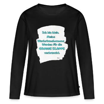 Kleines Ich Große Klappe - Frauen Premium Bio Langarmshirt - Schwarz - Vorne - Julia (174cm)