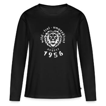 70. Geburtstag Wild, frei, ungezähmt seit 08/1956 - Frauen Premium Bio Langarmshirt - Schwarz - Vorne - Julia (174cm)