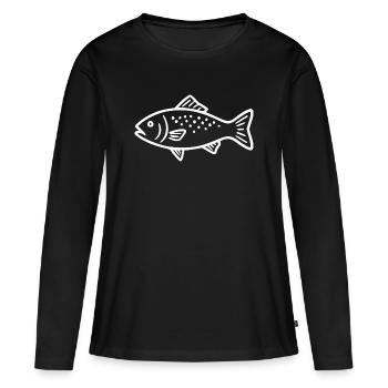 Fisch weiß angeln Geschenk Angler - Frauen Premium Bio Langarmshirt - Schwarz - Vorne - Julia (174cm)