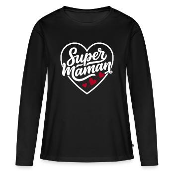 Super-Mama-Herzgeschenk Muttertag - Frauen Premium Bio Langarmshirt - Schwarz - Vorne - Julia (174cm)