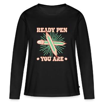 Stylo prêt pour le peintre d’art drôle Vous dessinez artiste - T-shirt manches longues Premium bio Femme - noir - Devant - Julia (174cm)