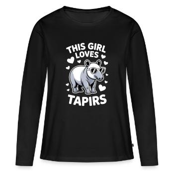 Dictons de tapir Tapir Drôle de cadeau de tapir - T-shirt manches longues Premium bio Femme - noir - Devant - Julia (174cm)