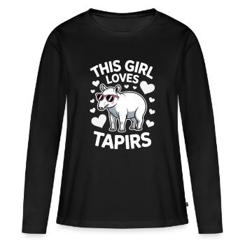 Dictons de tapir Tapir Drôle de cadeau de tapir - T-shirt manches longues Premium bio Femme - noir - Devant - Julia (174cm)