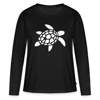 Fête du cadeau blanc Tortue de mer - T-shirt manches longues Premium bio Femme - noir - Devant - Julia (174cm)